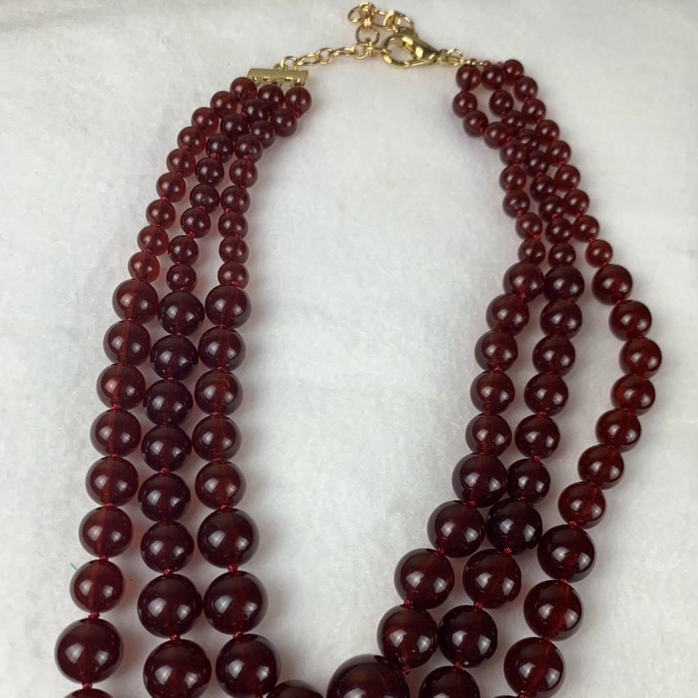 Talbots Maroon Pomegranate Multi Strand Necklace